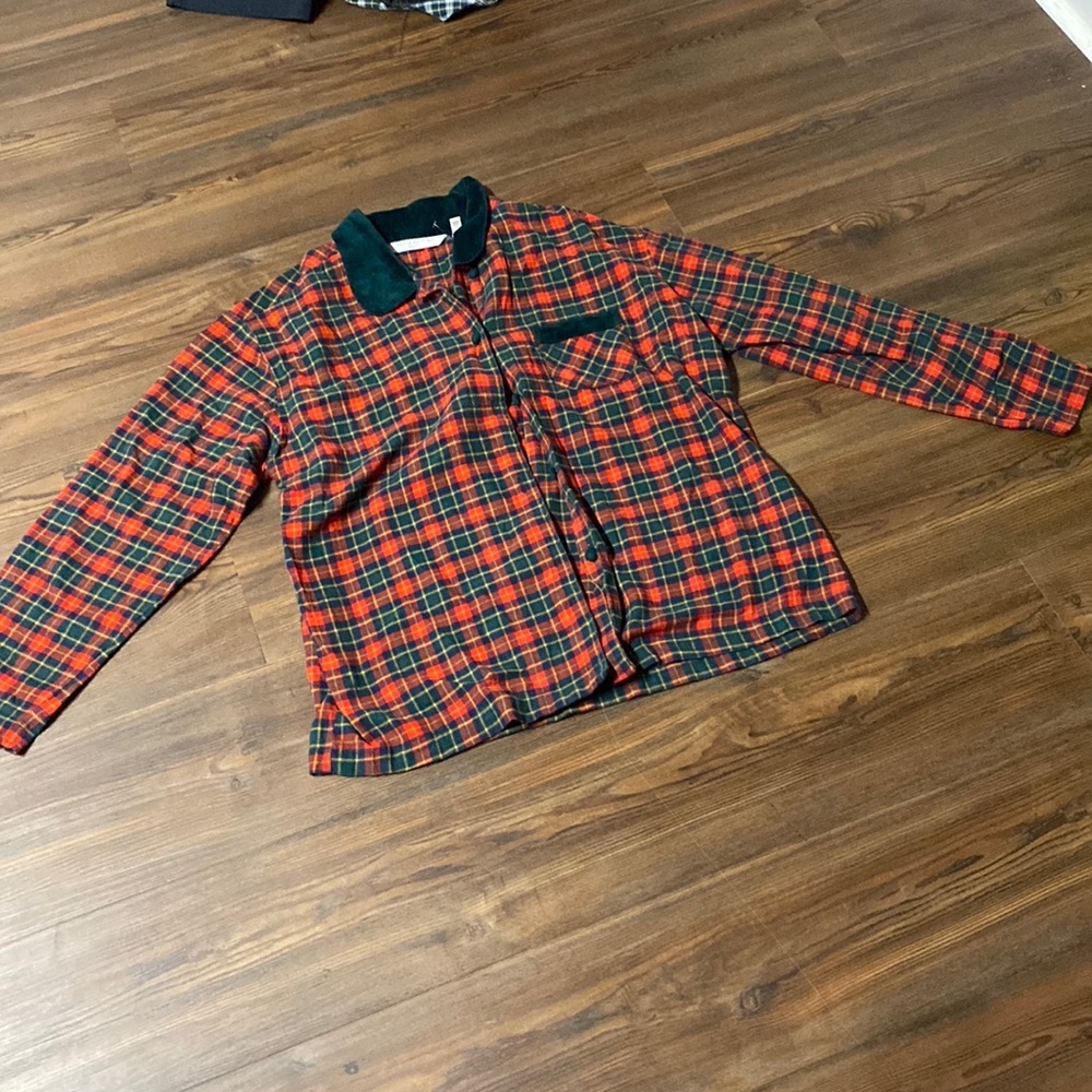 Victoria’s Secret Plaid Country Christmas Pajama Flannel Top SIZE L